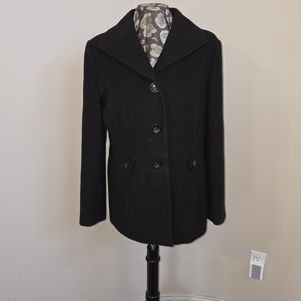 Sporty And Warm Womans BLACK PEA COAT!! SizeM